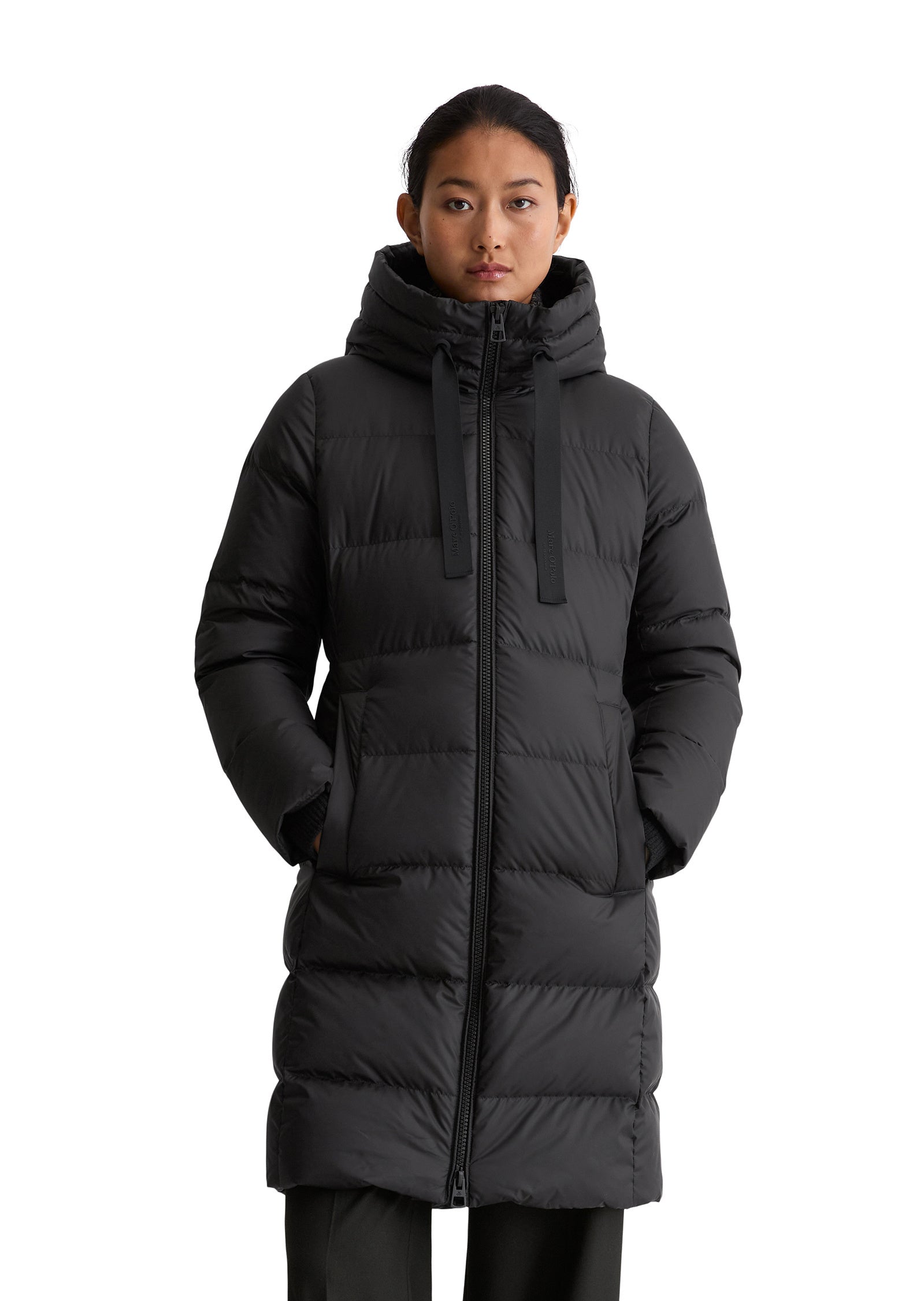 Daunenmantel mit Kapuze - 990-black - Schwarz