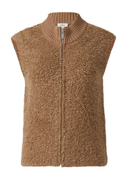 Teddyweste mit Stehkragen - 8486-BROWN - Braun