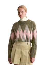 Strickpullover Relaxed Fit - 3058-Dark Green_Multi_01 - Grün