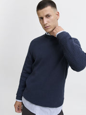 Strickpullover aus Baumwolle - Dark Navy/Twist - Blau