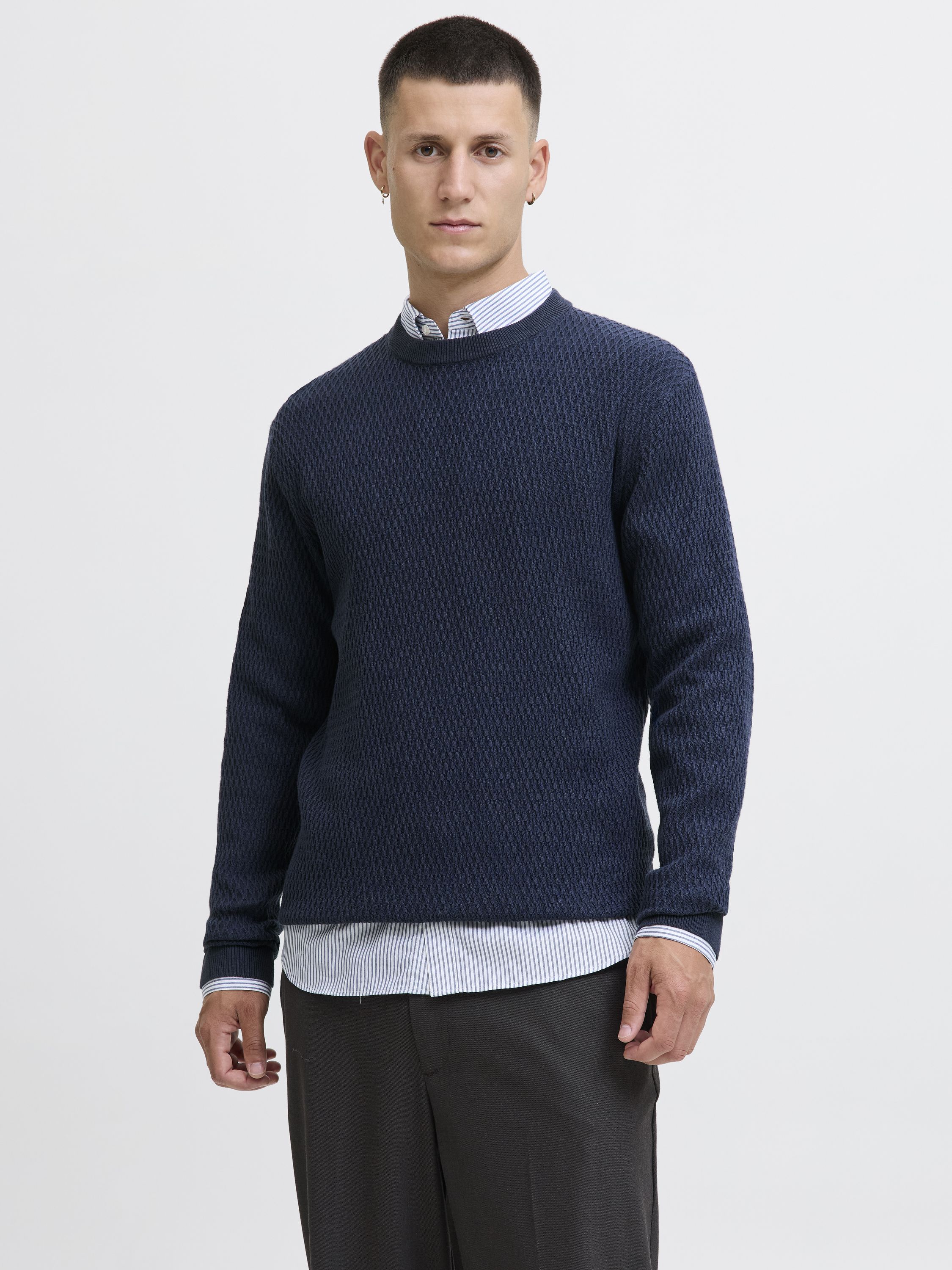 Strickpullover aus Baumwolle - Dark Navy/Twist - Blau