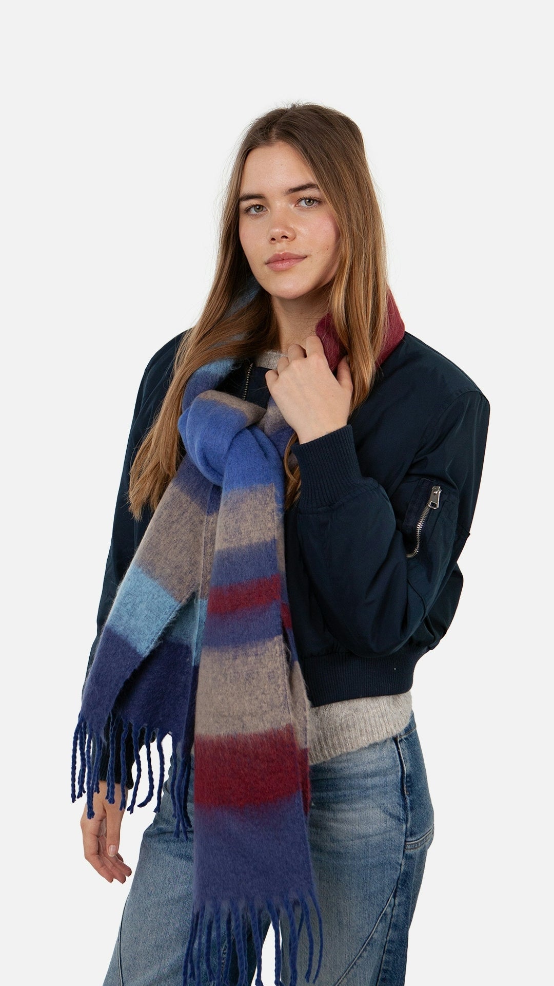 Schal 200x30 cm - navy - Blau