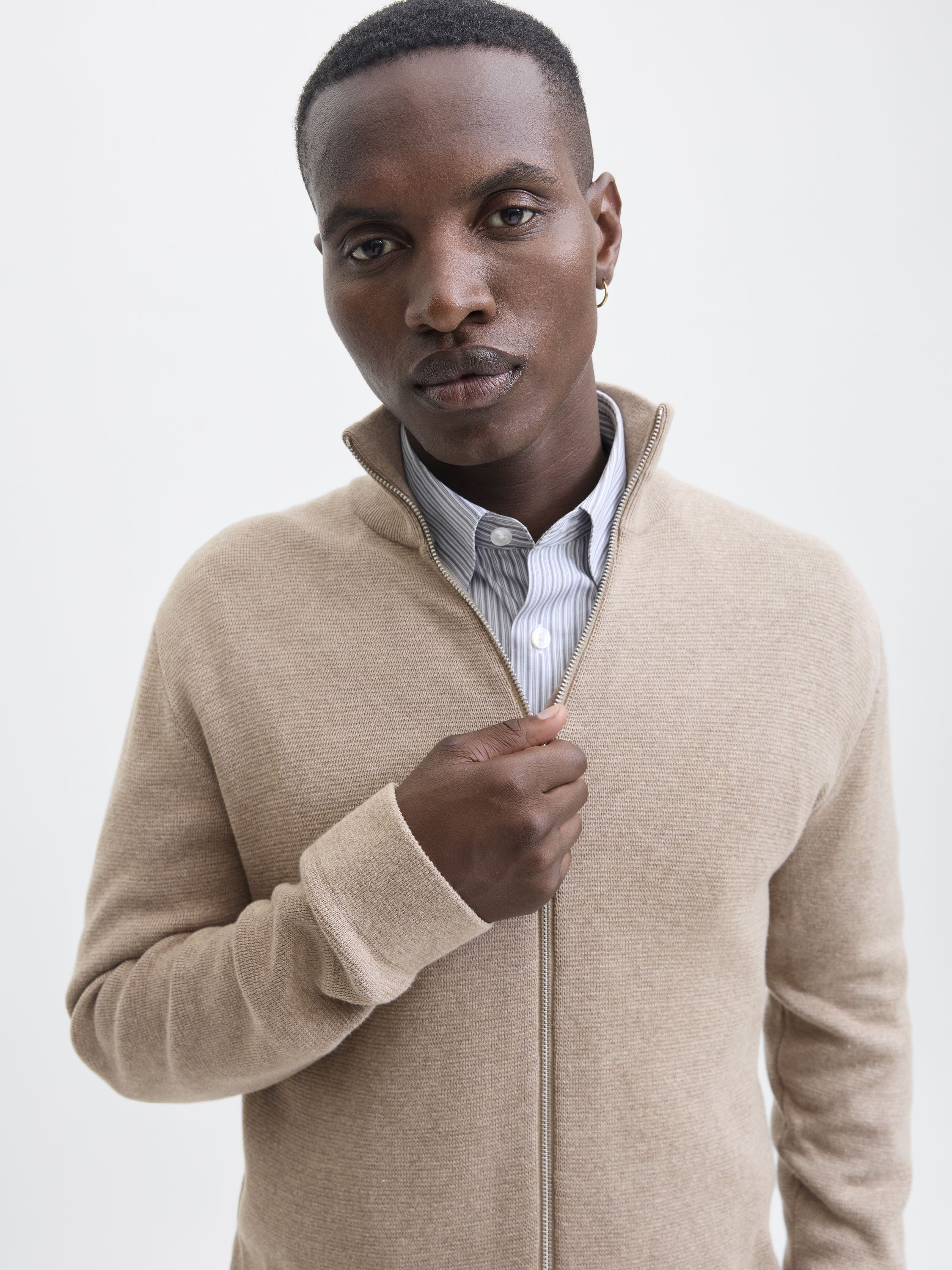 Strickjacke aus Baumwolle - Greige/Melange - Beige