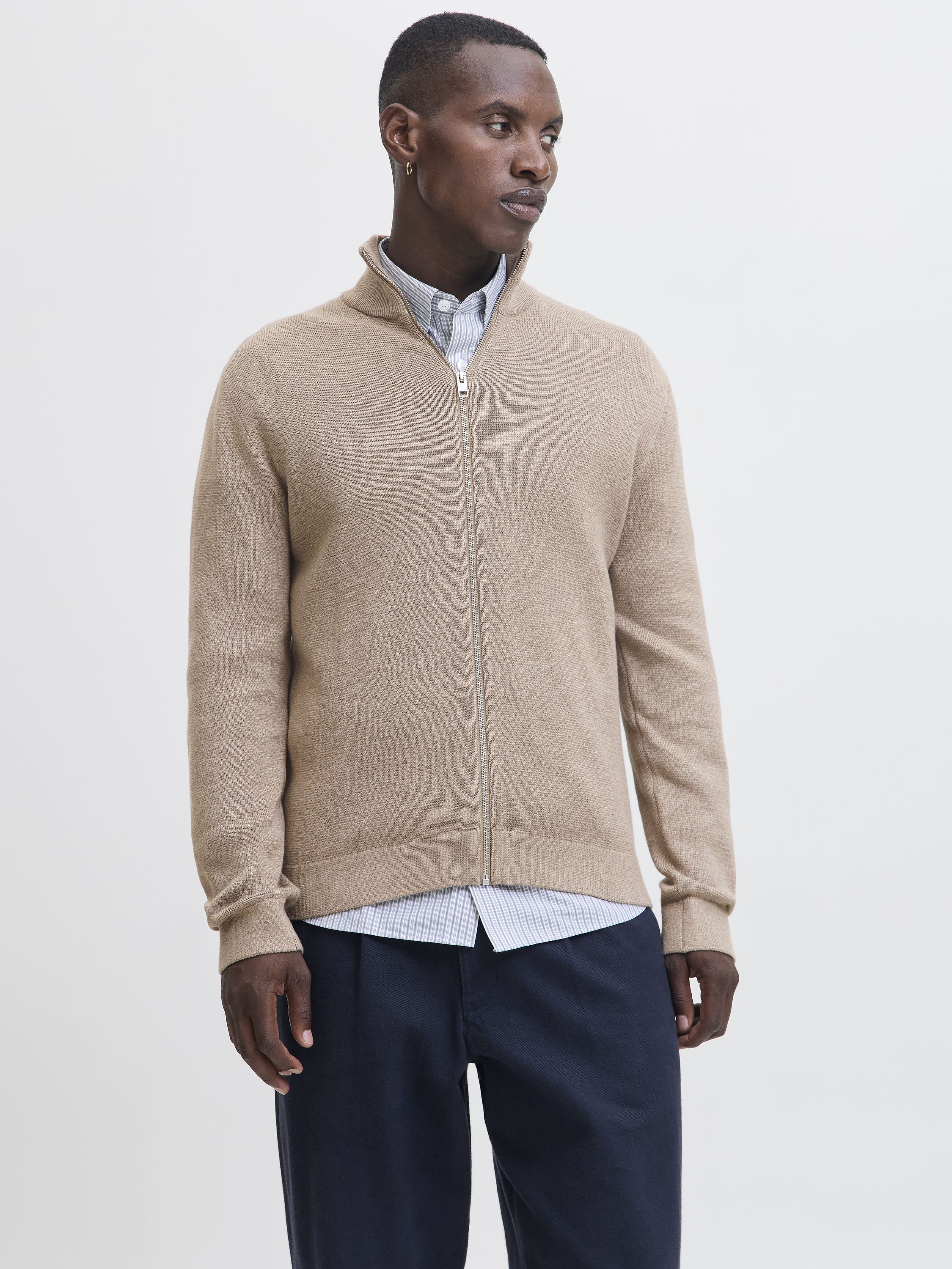 Strickjacke aus Baumwolle - Greige/Melange - Beige