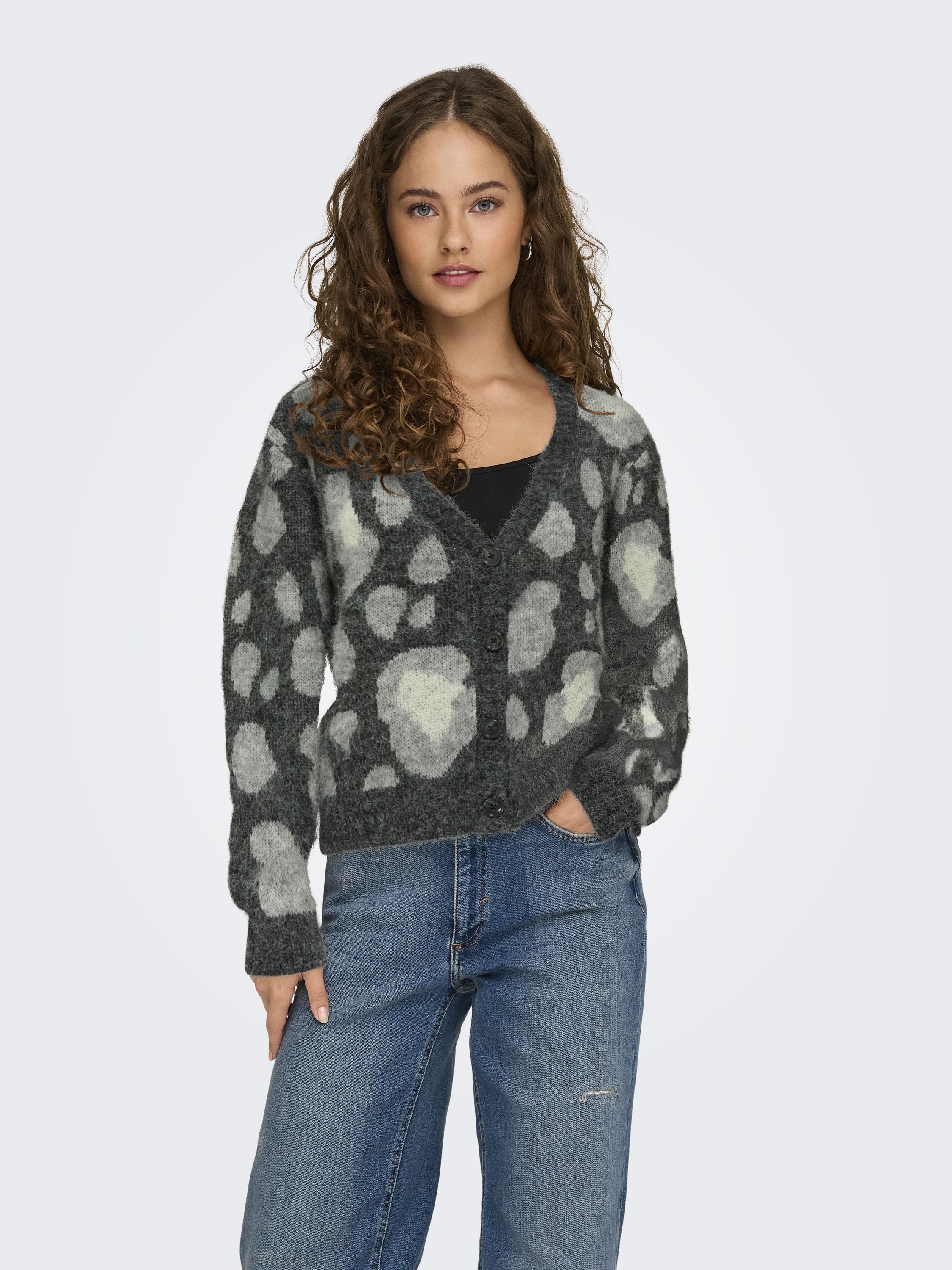 Strick-Cardigan EDELIE - Medium Grey Melange/Light Grey - Grau