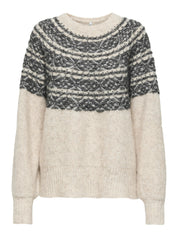 Strickpullover SIDONA - Birch/Black/Mel - Schwarz