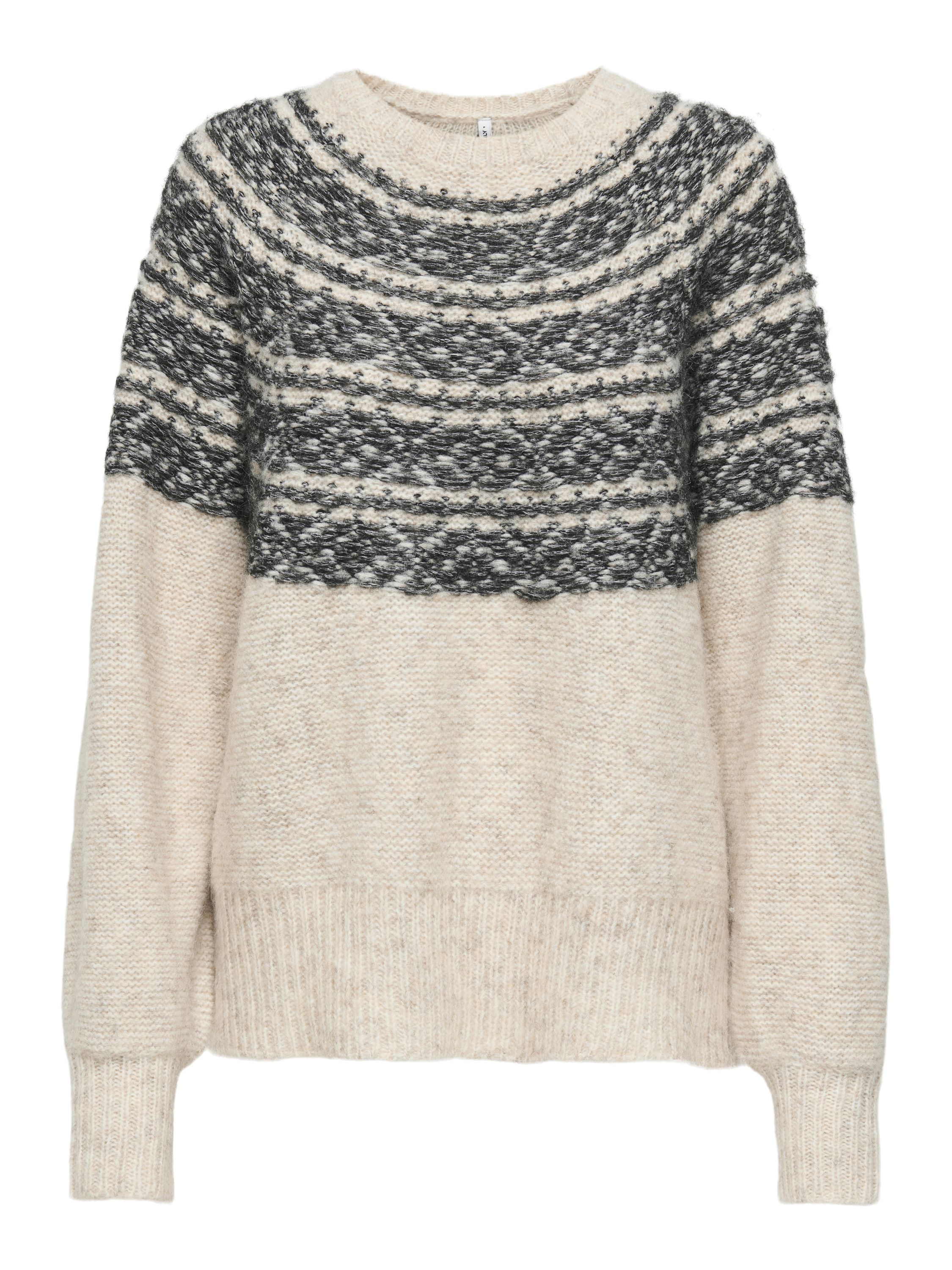 Strickpullover SIDONA - Birch/Black/Mel - Schwarz