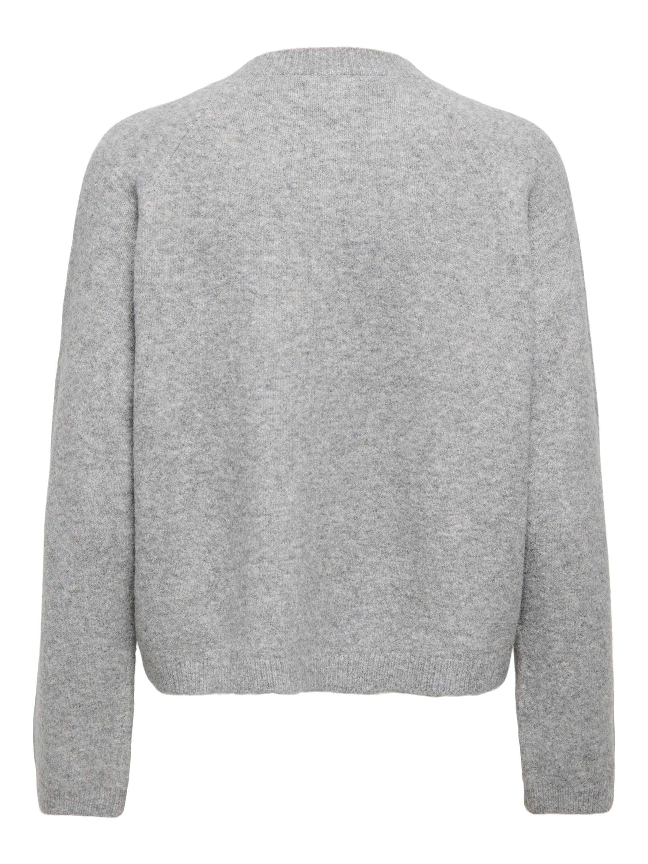 Strickjacke - Light Grey Melange - Grau