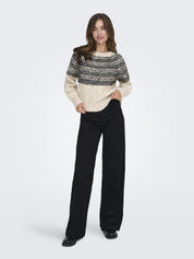 Strickpullover SIDONA - Birch/Black/Mel - Schwarz