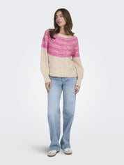 Strickpullover SIDONA - Birch/Mel/Fuchsia Purple Space - Pink