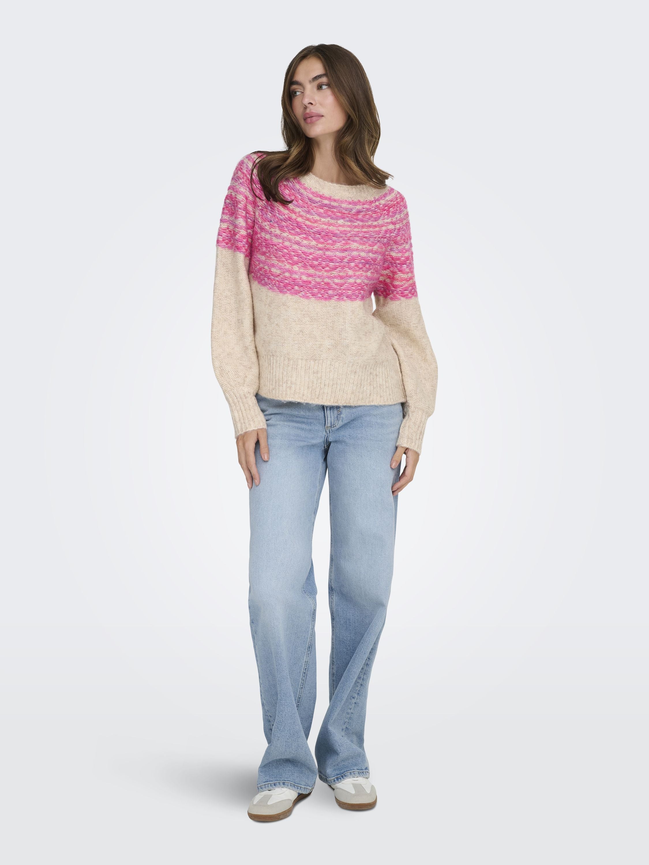Strickpullover SIDONA - Birch/Mel/Fuchsia Purple Space - Pink
