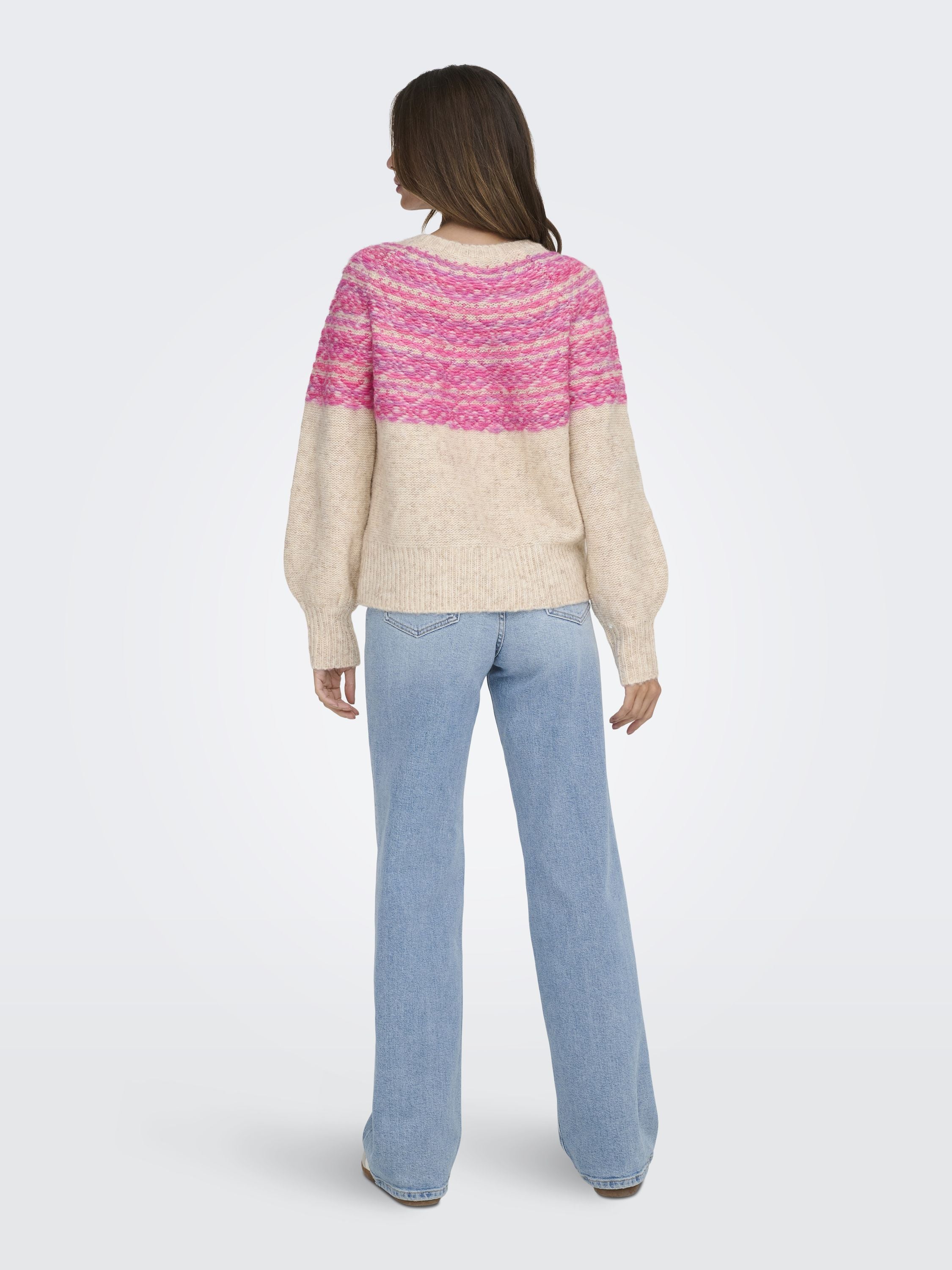 Strickpullover SIDONA - Birch/Mel/Fuchsia Purple Space - Pink