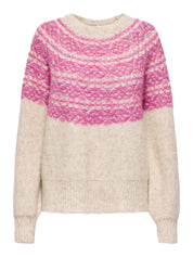 Strickpullover SIDONA - Birch/Mel/Fuchsia Purple Space - Pink