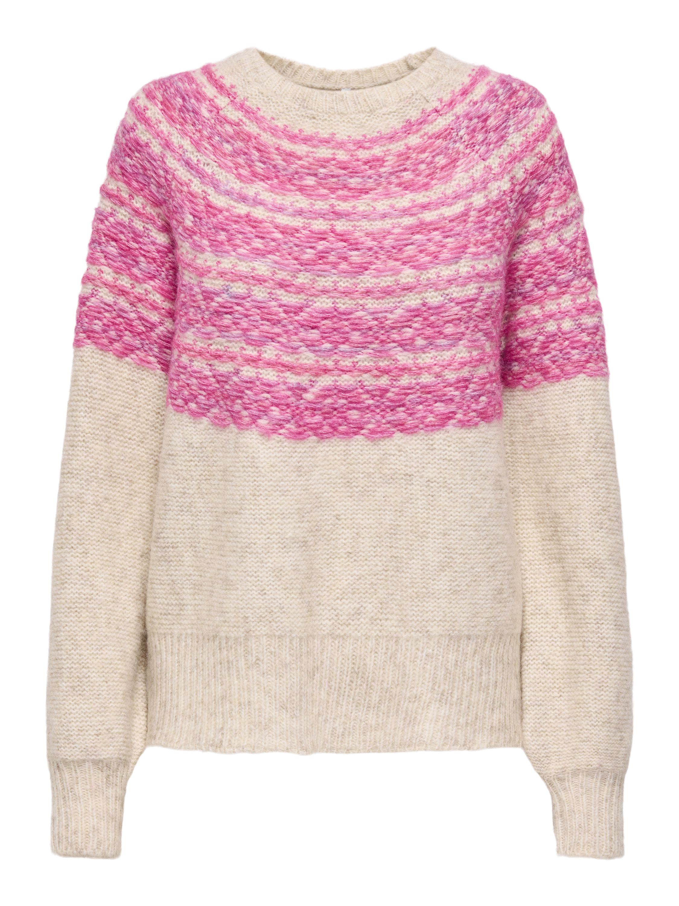 Strickpullover SIDONA - Birch/Mel/Fuchsia Purple Space - Pink