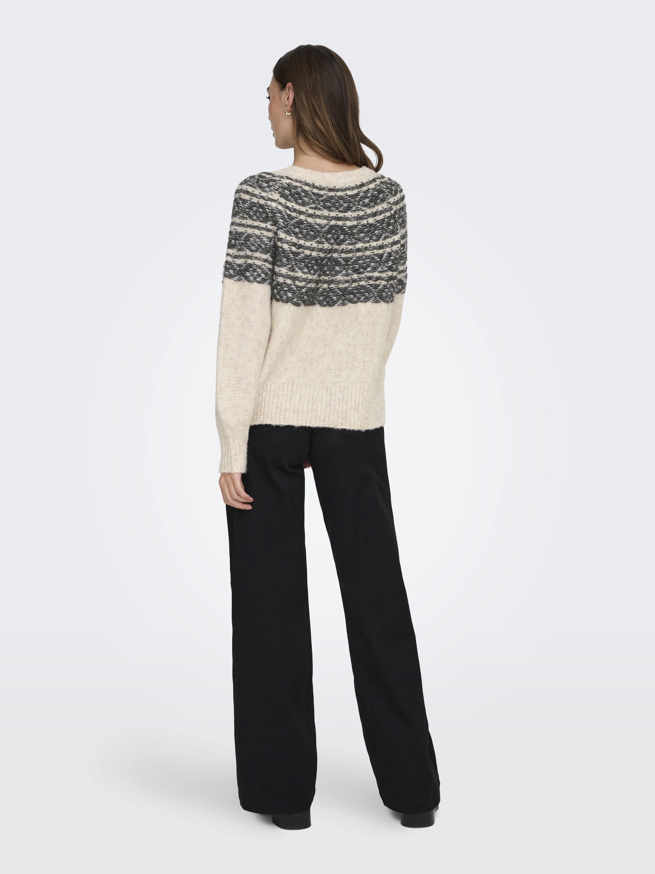 Strickpullover SIDONA - Birch/Black/Mel - Schwarz