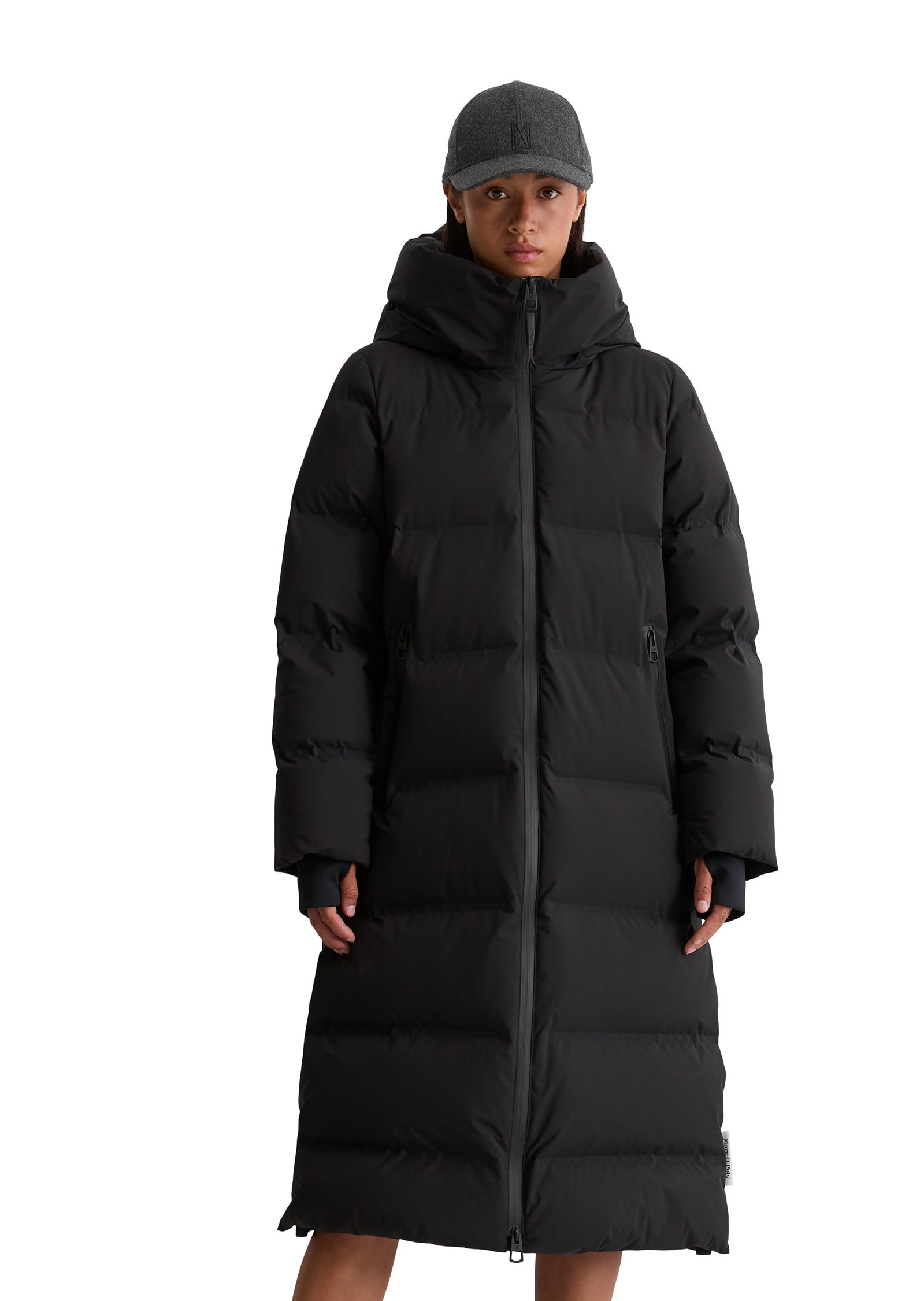 Daunenmantel mit Kapuze - 990-black - Schwarz