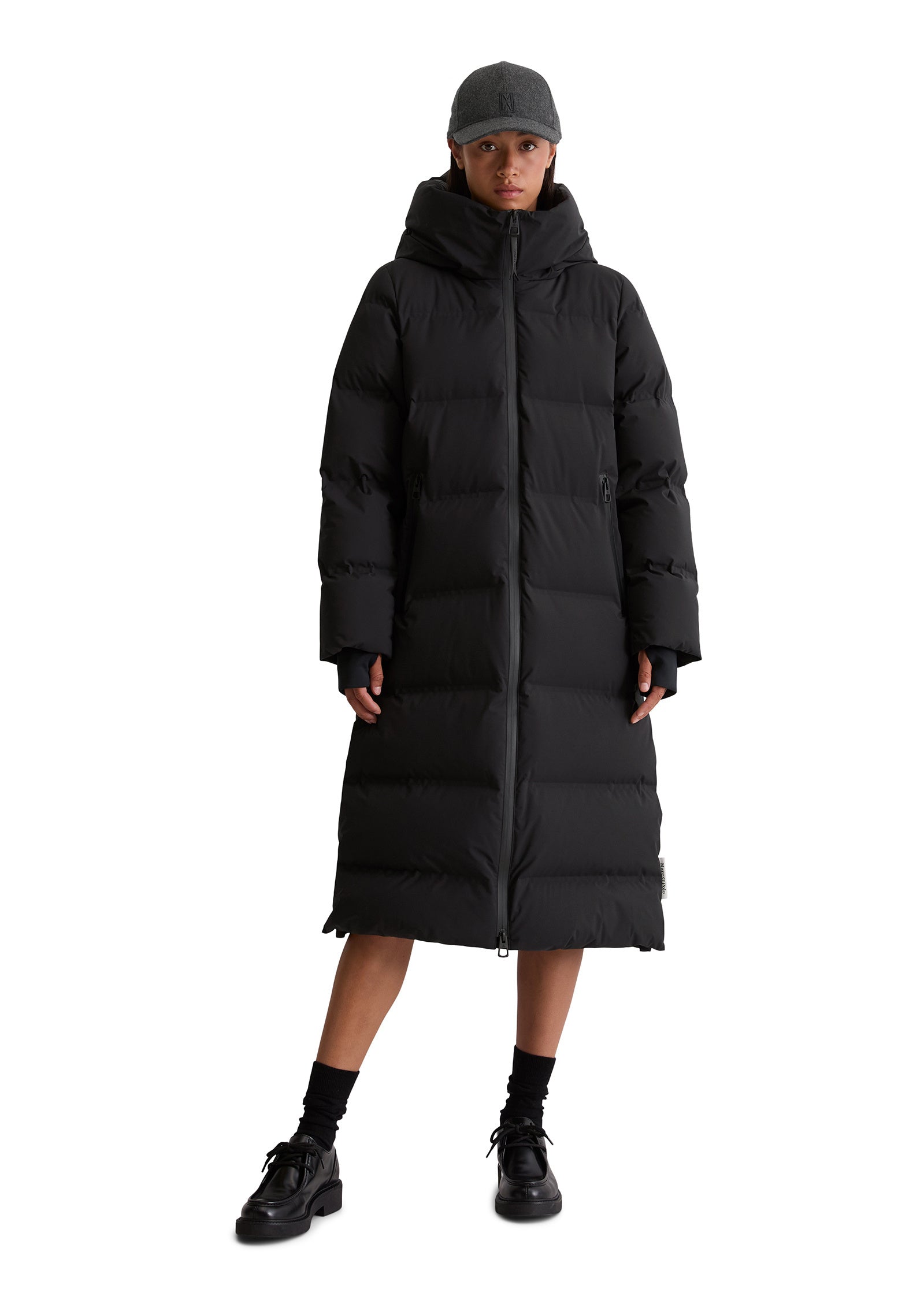 Daunenmantel mit Kapuze - 990-black - Schwarz