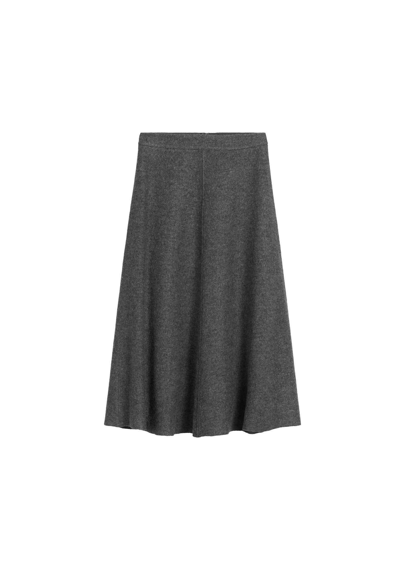Ausgestellter Rock Midi aus Boiled Wool - 927-rocky grey melange - Grau