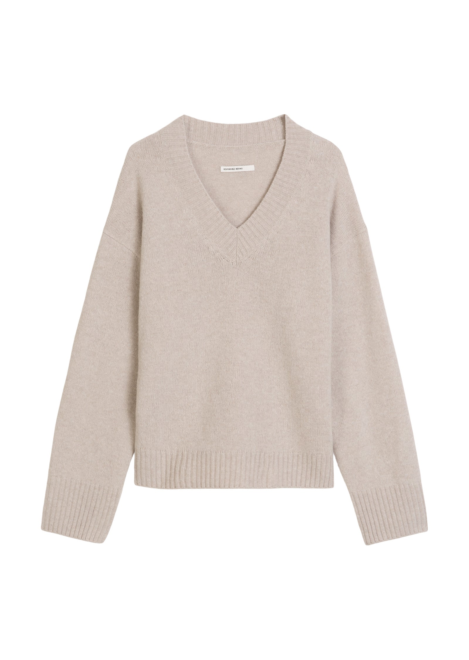 Strickpullover aus Schurwolle - 915-chalky mauve melange - Beige