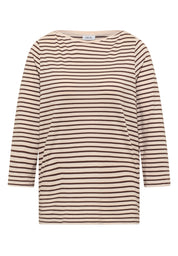 Langarmshirt gestreift aus Baumwollmix - 26983 oat milk beige - Beige