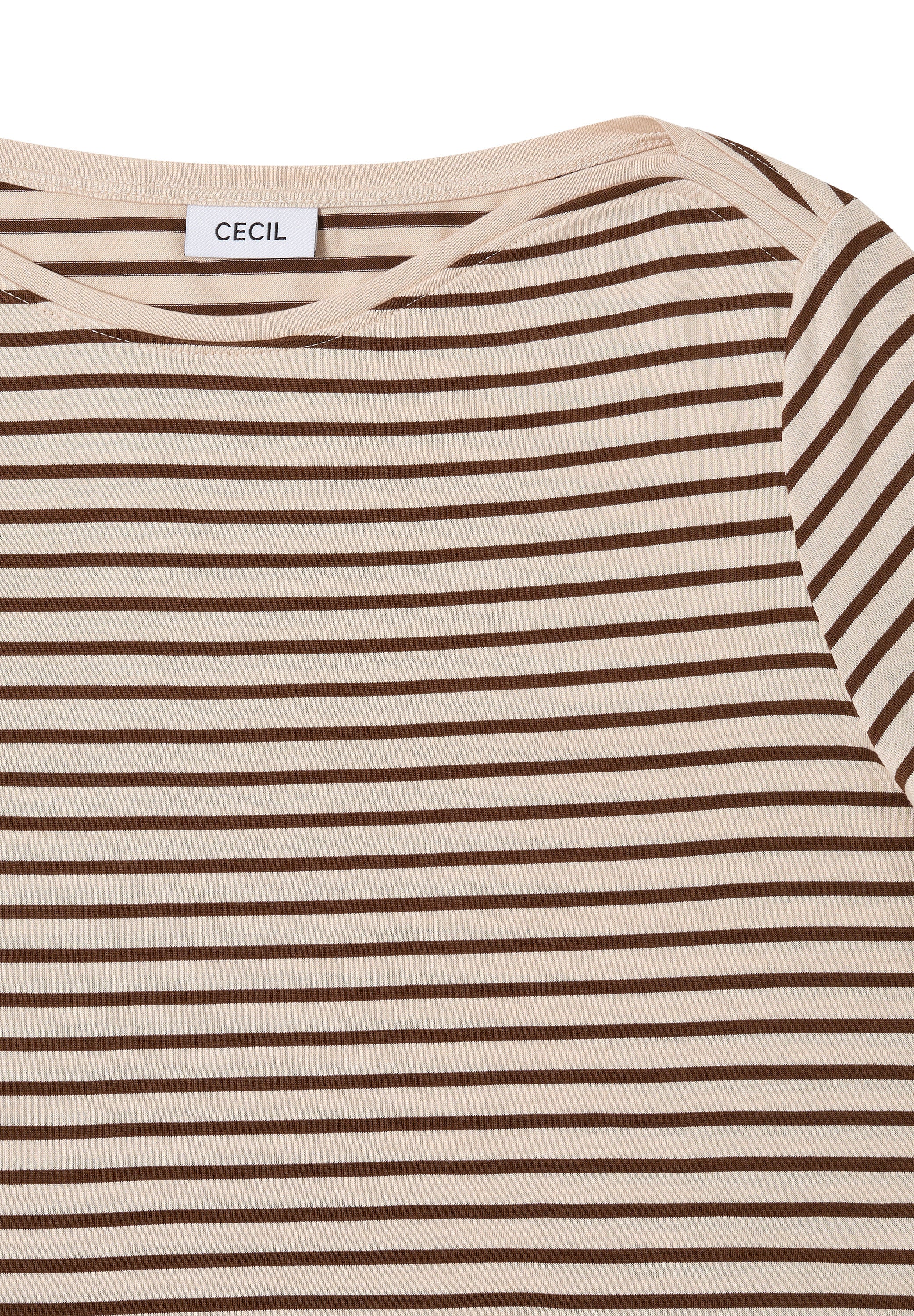 Langarmshirt gestreift aus Baumwollmix - 26983 oat milk beige - Beige