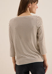 Langarmshirt gestreift aus Baumwollmix - 26983 oat milk beige - Beige
