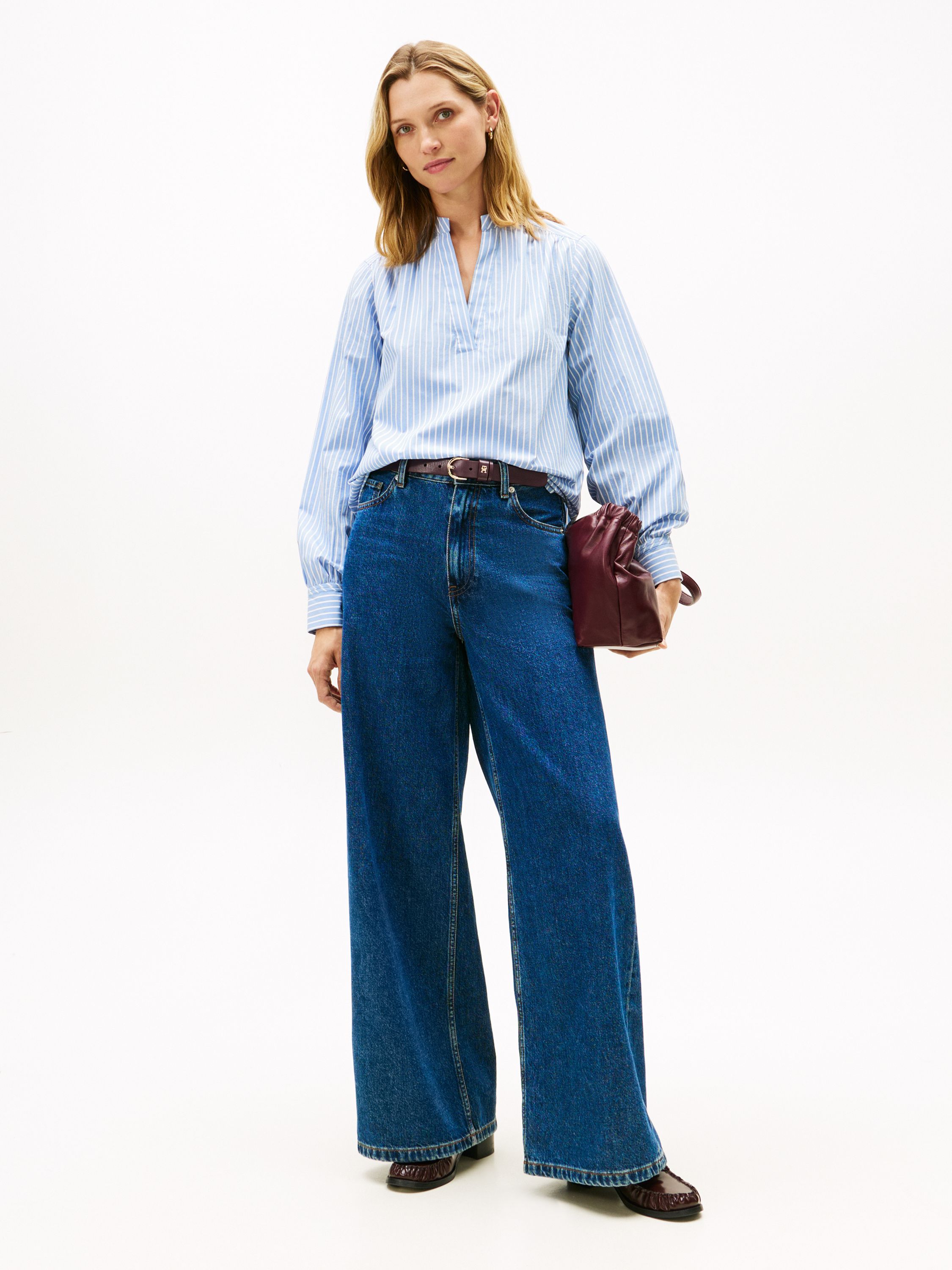 Schlupfbluse aus Baumwolle - 0A6-BLUE - Blau