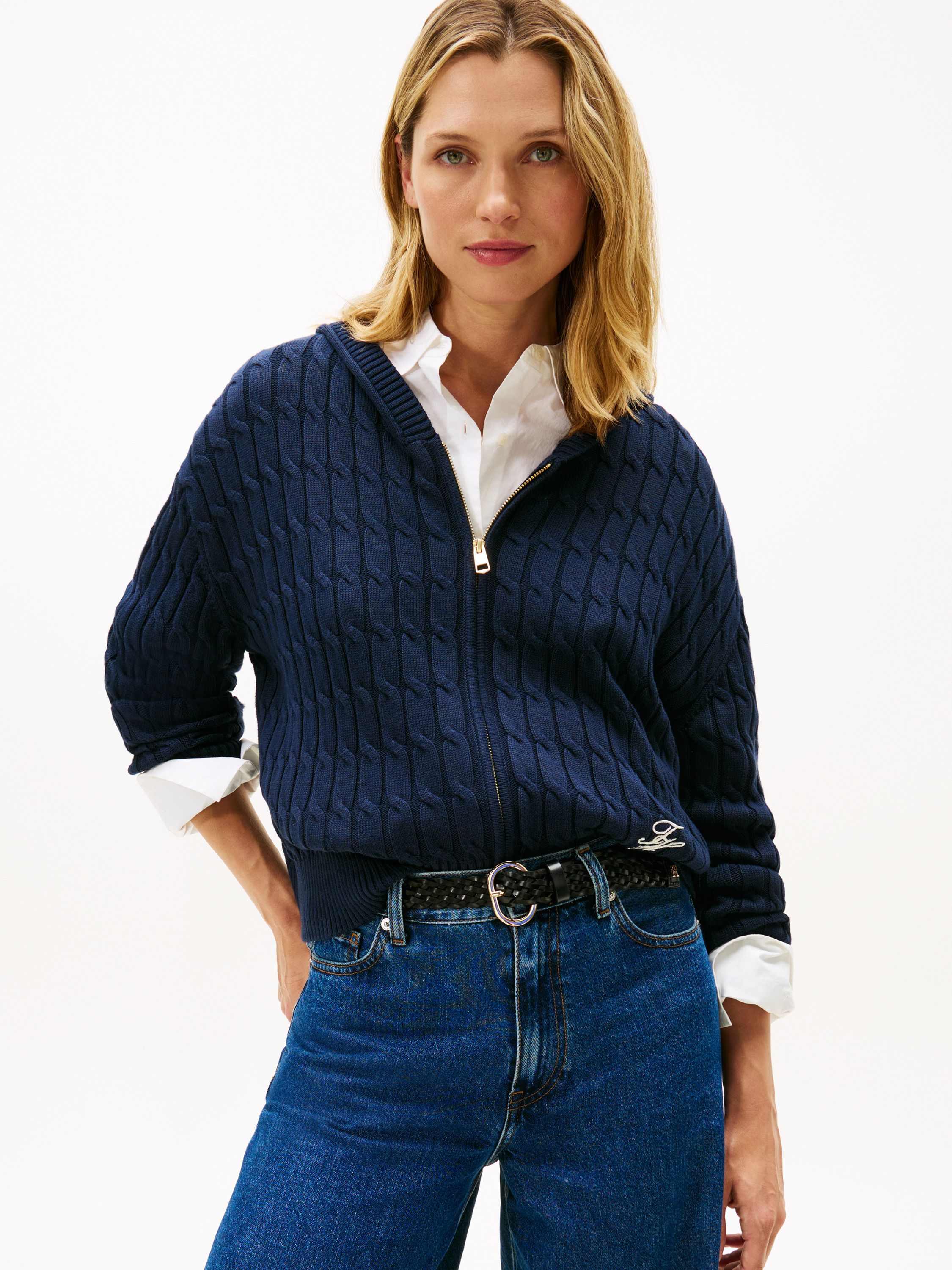 Strickjacke aus Bio-Baumwolle - C1G-BLUE - Blau