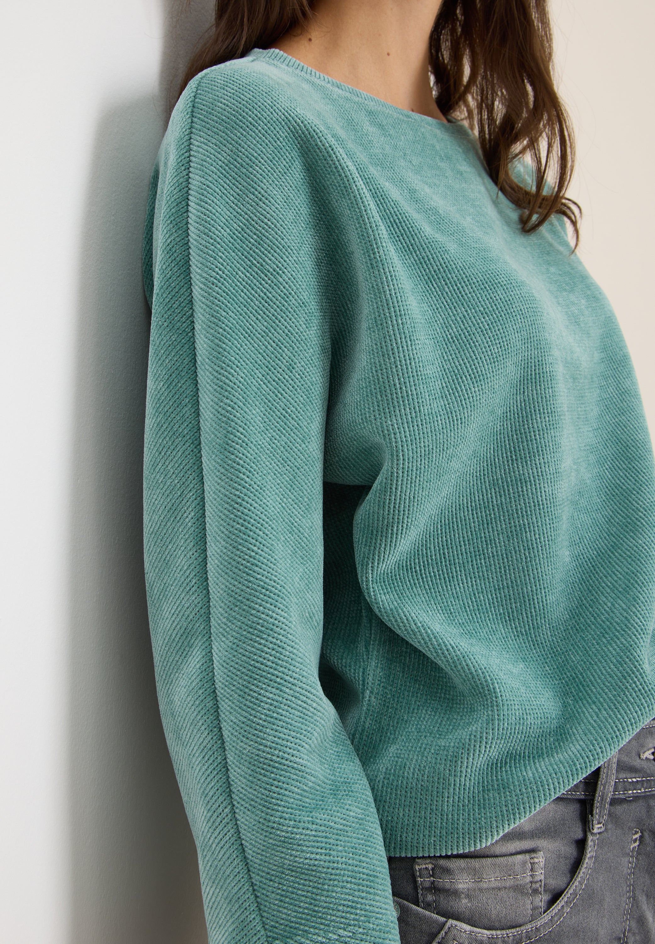 T-Shirt aus Cordstoff - 16917 jewel green - Grün