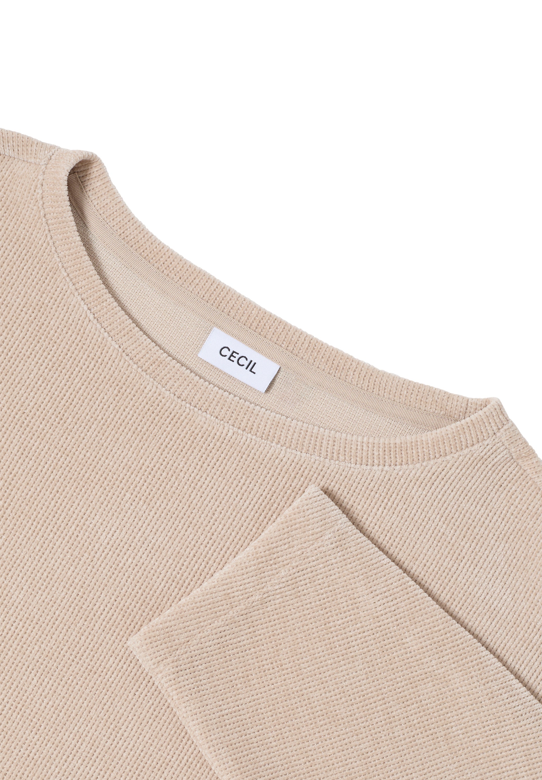 T-Shirt aus Cordstoff - 16983 oat milk beige - Beige