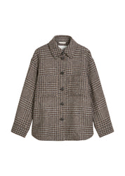Hemdjacke aus Wollmix - W99-multi/ glen check - Braun