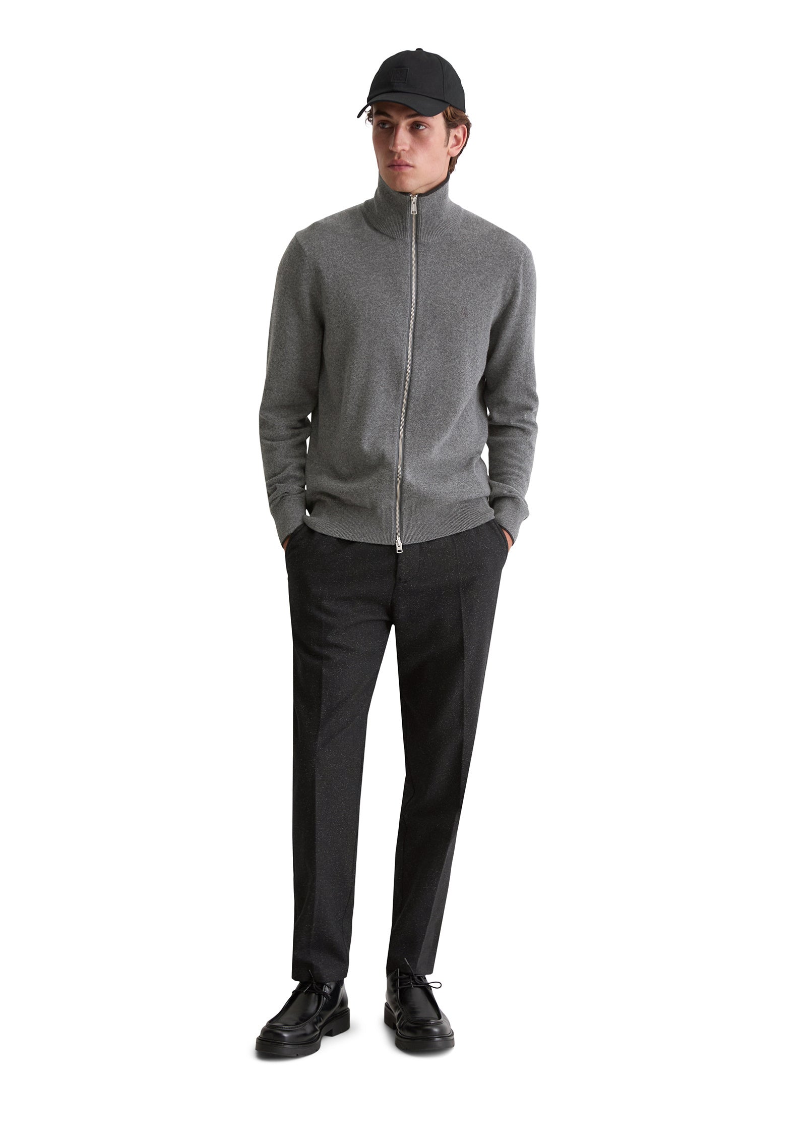 Strickjacke mit Zipper - 969-graphite grey melange - Grau