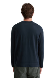 Strickpullover aus Schurwolle - 898-dark navy - Blau