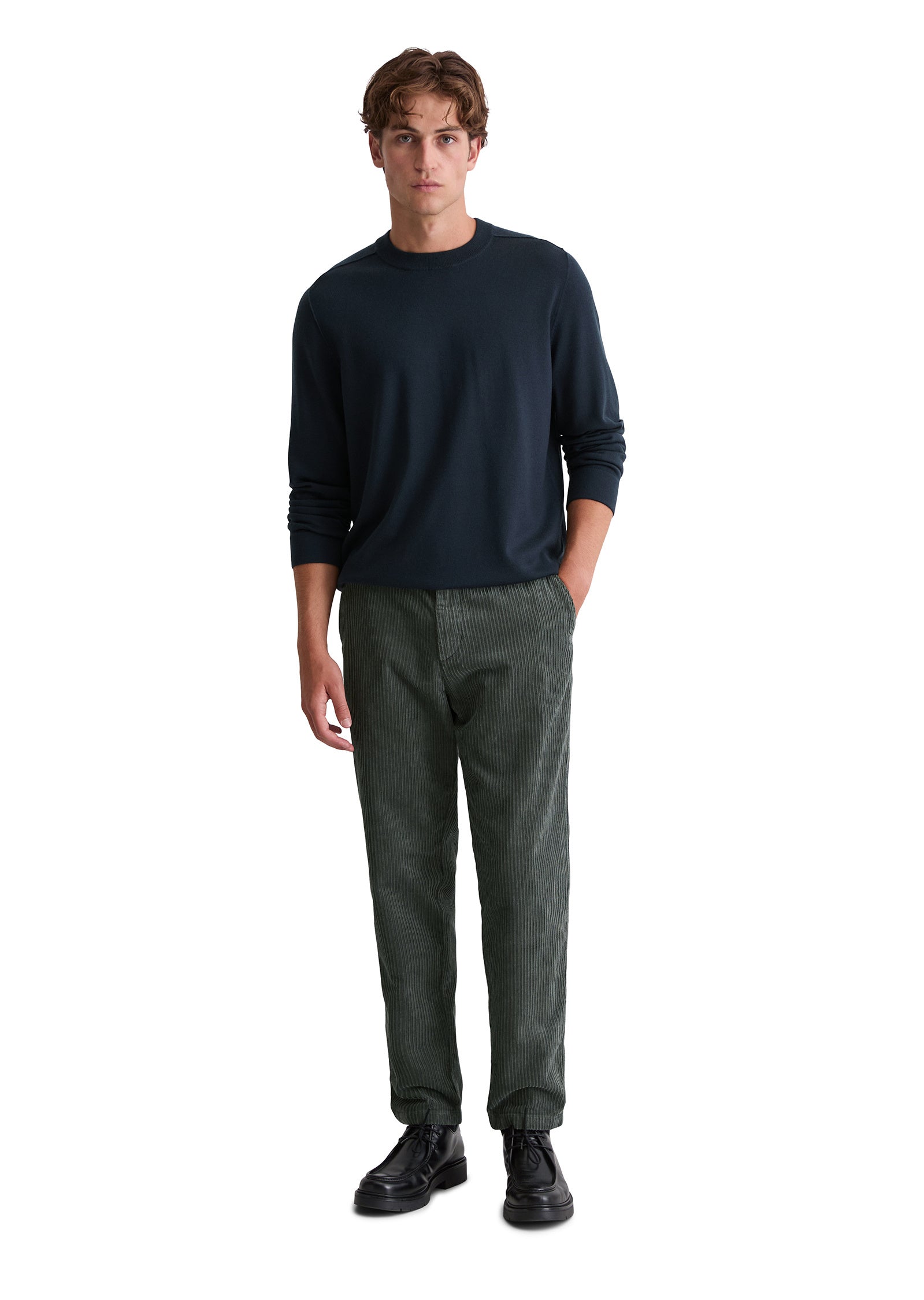 Strickpullover aus Schurwolle - 898-dark navy - Blau