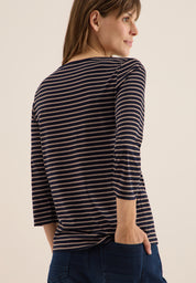 Langarmshirt gestreift aus Baumwollmix - 27337 urban dark blue cocoa ta - Blau