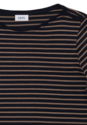 Langarmshirt gestreift aus Baumwollmix - 27337 urban dark blue cocoa ta - Blau