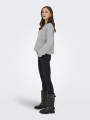 Strickjacke - Light Grey Melange - Grau