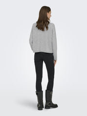 Strickjacke - Light Grey Melange - Grau