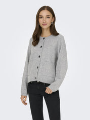Strickjacke - Light Grey Melange - Grau