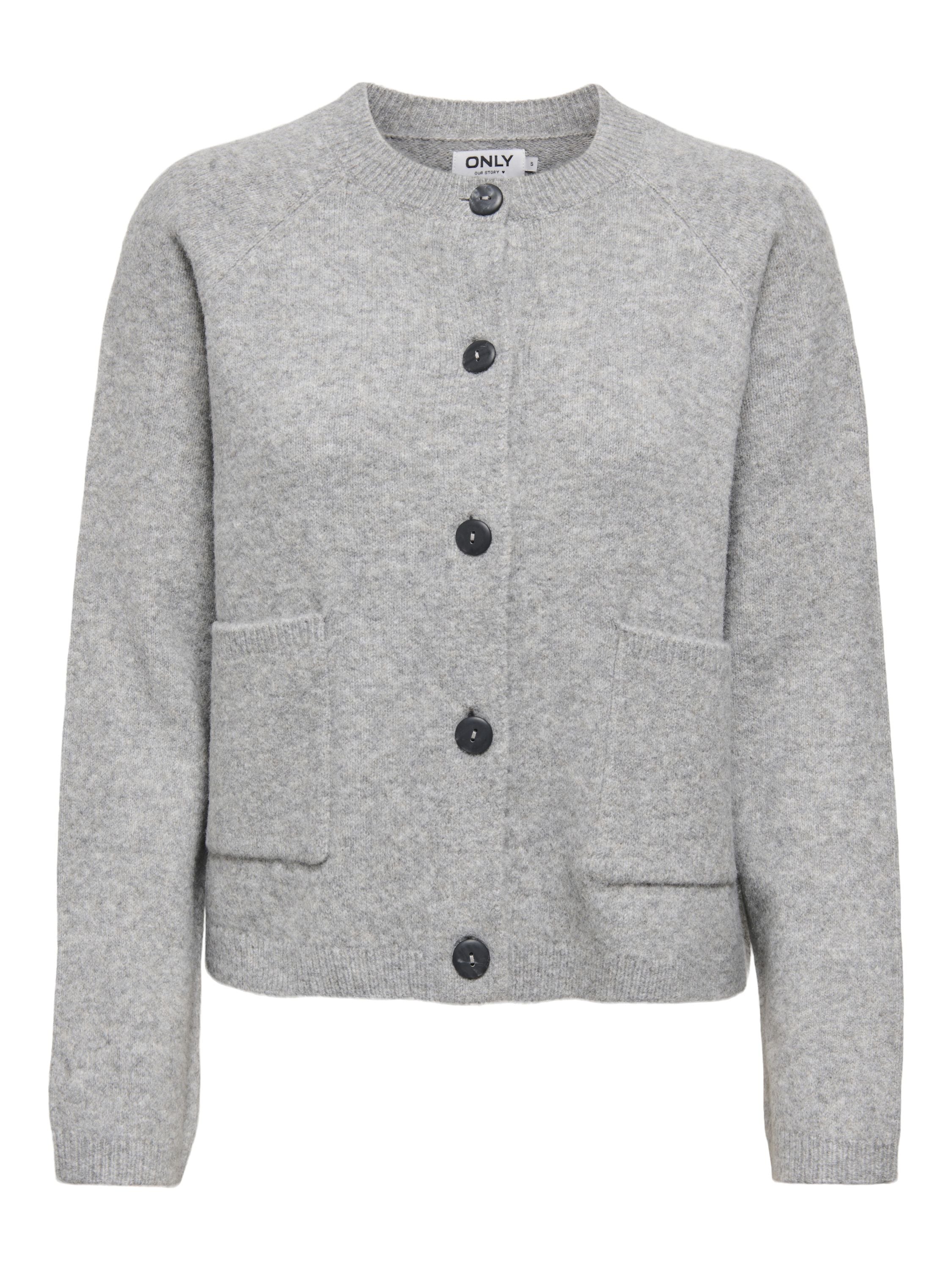 Strickjacke - Light Grey Melange - Grau