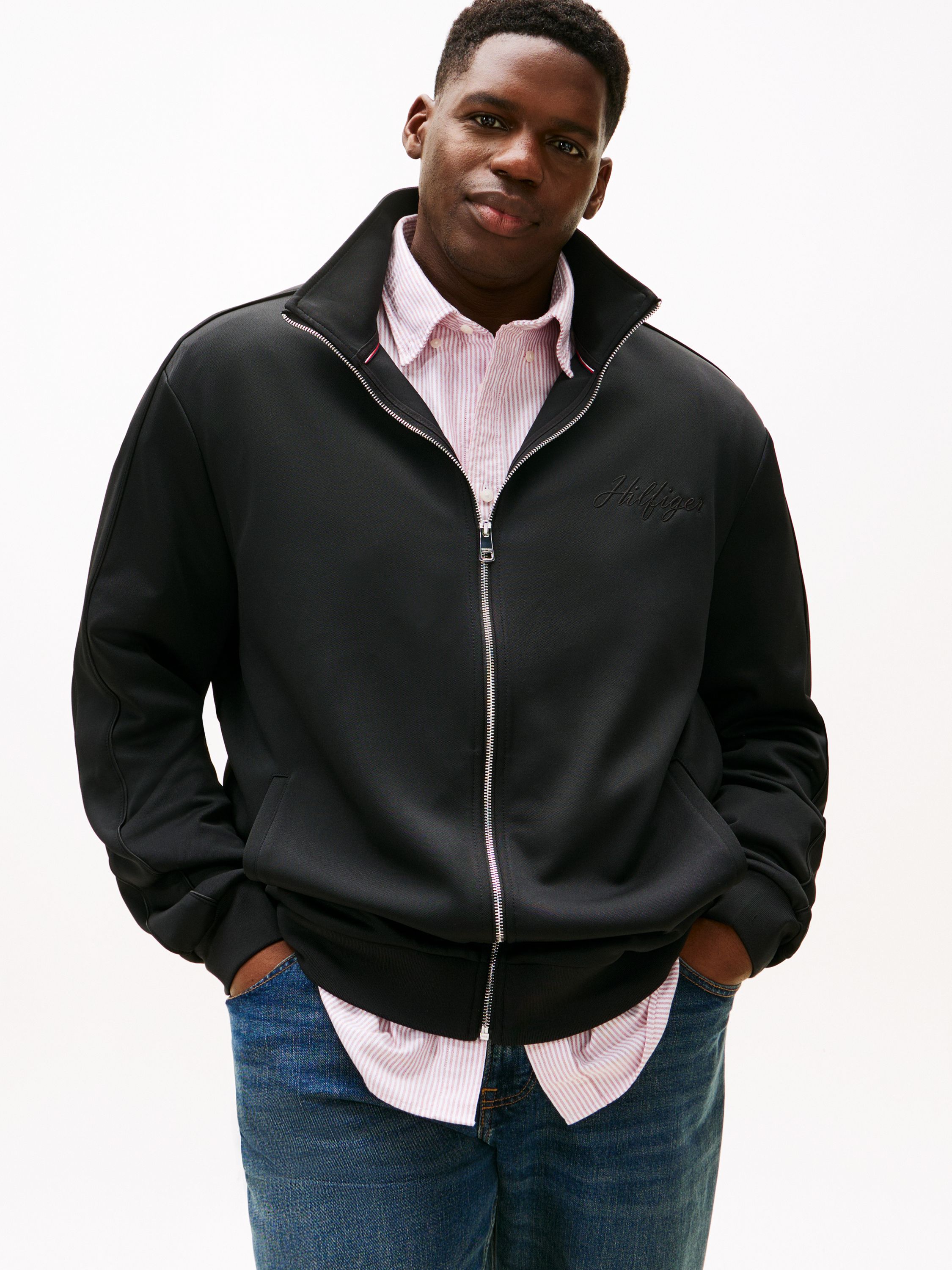 Sweatshirtjacke mit Stehkragen - BDS-BLACK - Schwarz