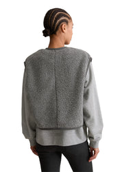 Teddyweste cropped Relaxed Fit - 0500-Anthra Melange - Grau