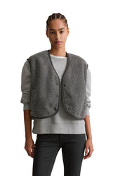 Teddyweste cropped Relaxed Fit - 0500-Anthra Melange - Grau