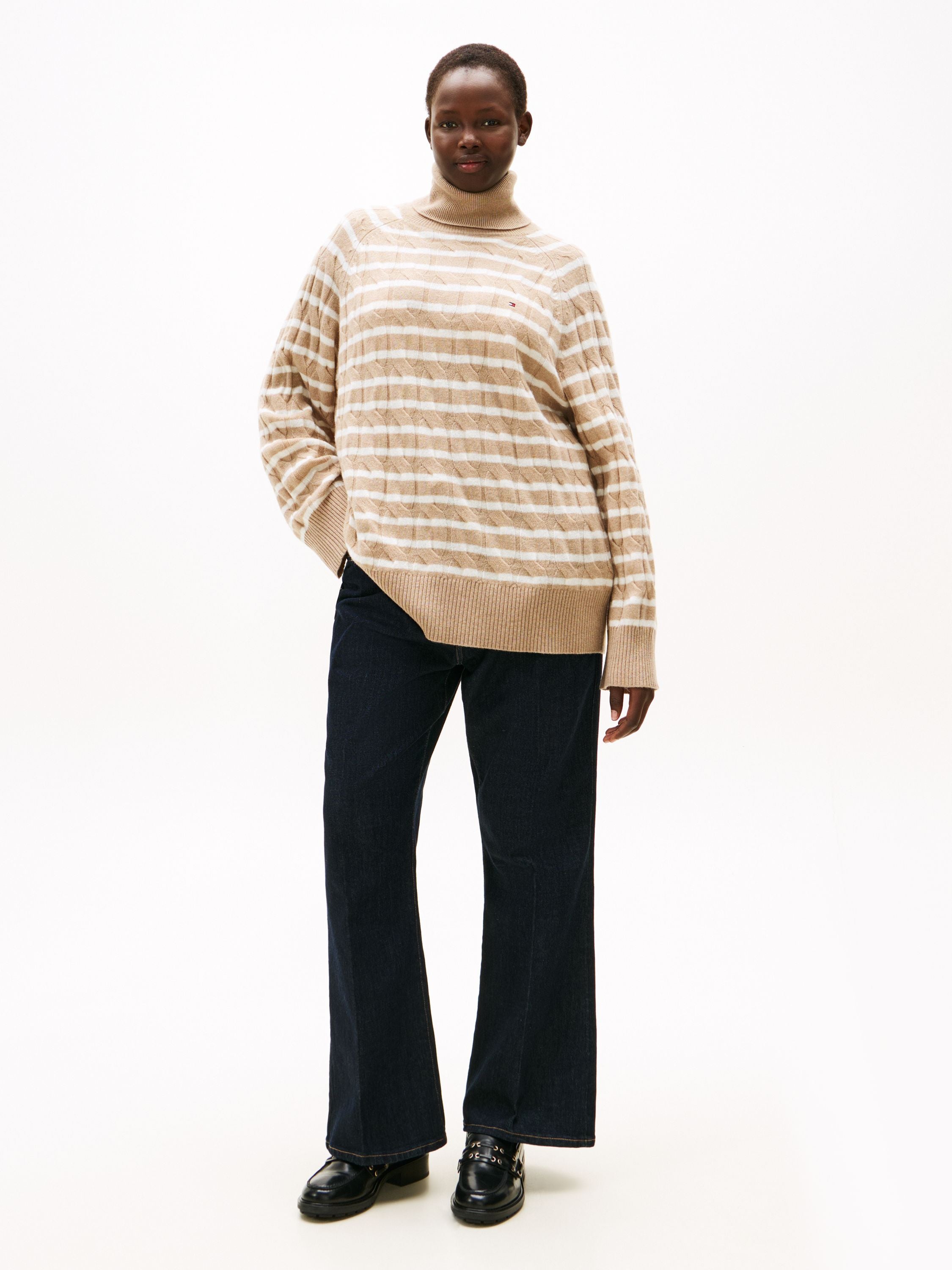 Rollkragenpullover - 0AJ-BEIGE - Braun | Weiß