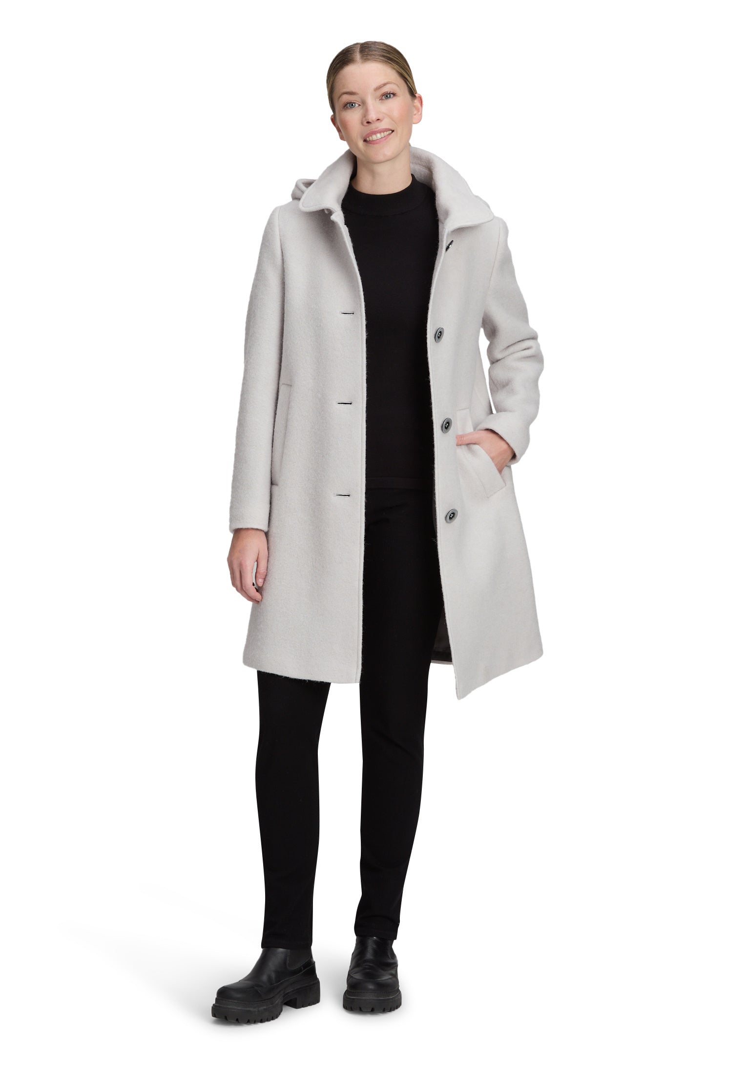 Mantel aus Wollmix - 9709-Light Grey Melange - Grau