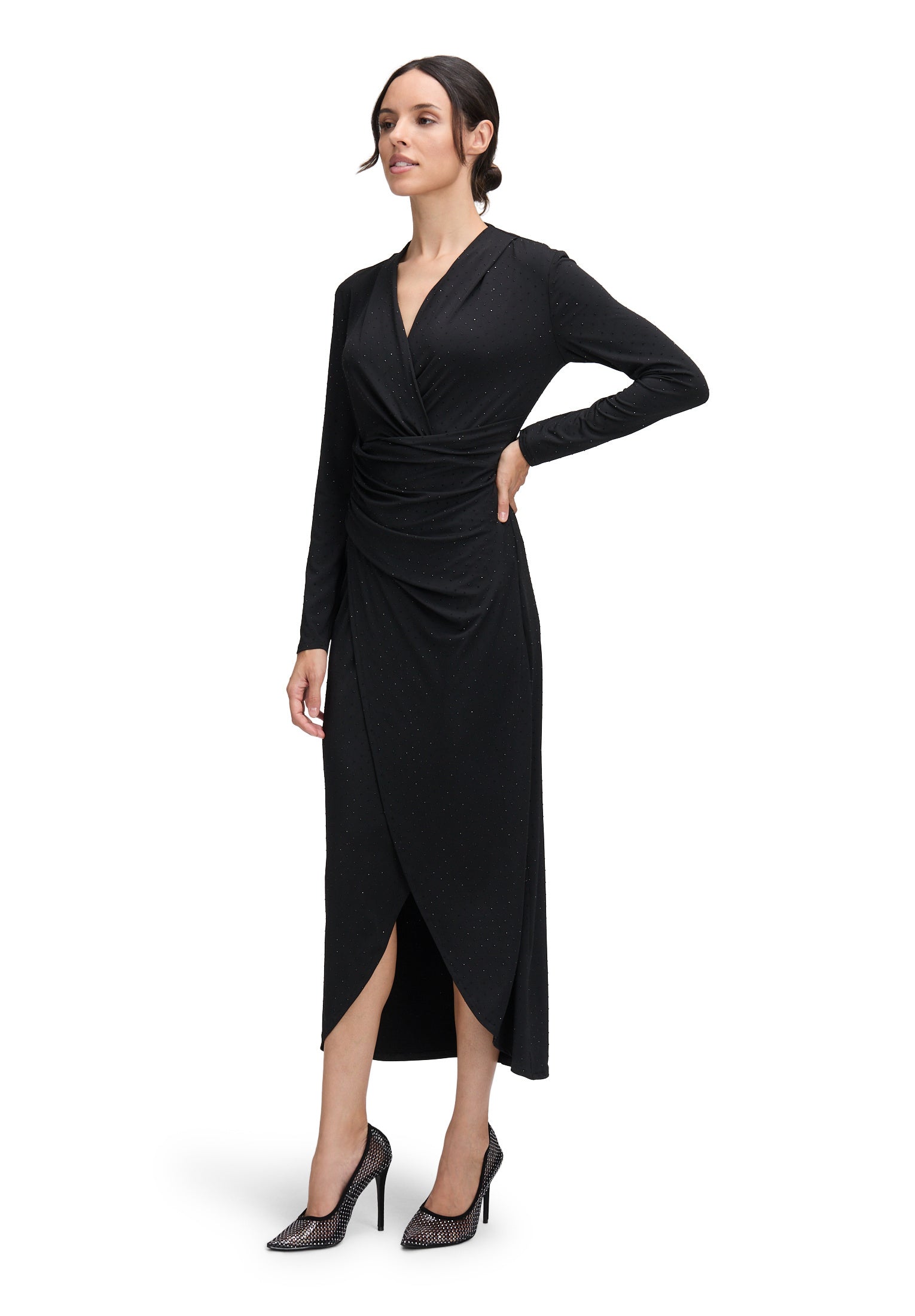 Abendkleid mit V-Ausschnitt - 9045-Black - Schwarz