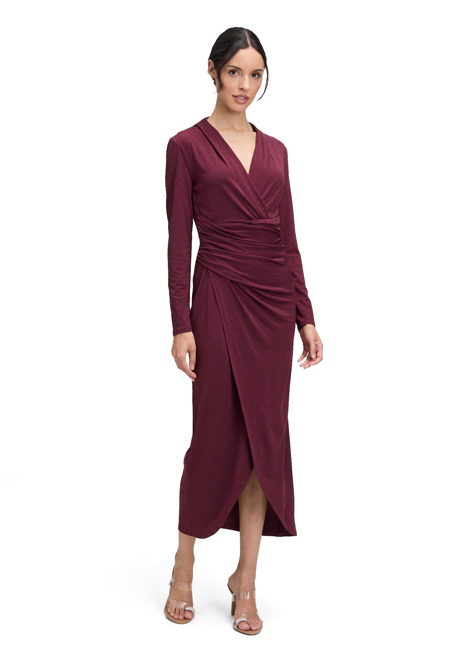 Abendkleid mit V-Ausschnitt - 4715-Deep Dahlia - Rot