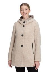 Wolljacke mit Kapuze - 7400-Light Sand - Beige