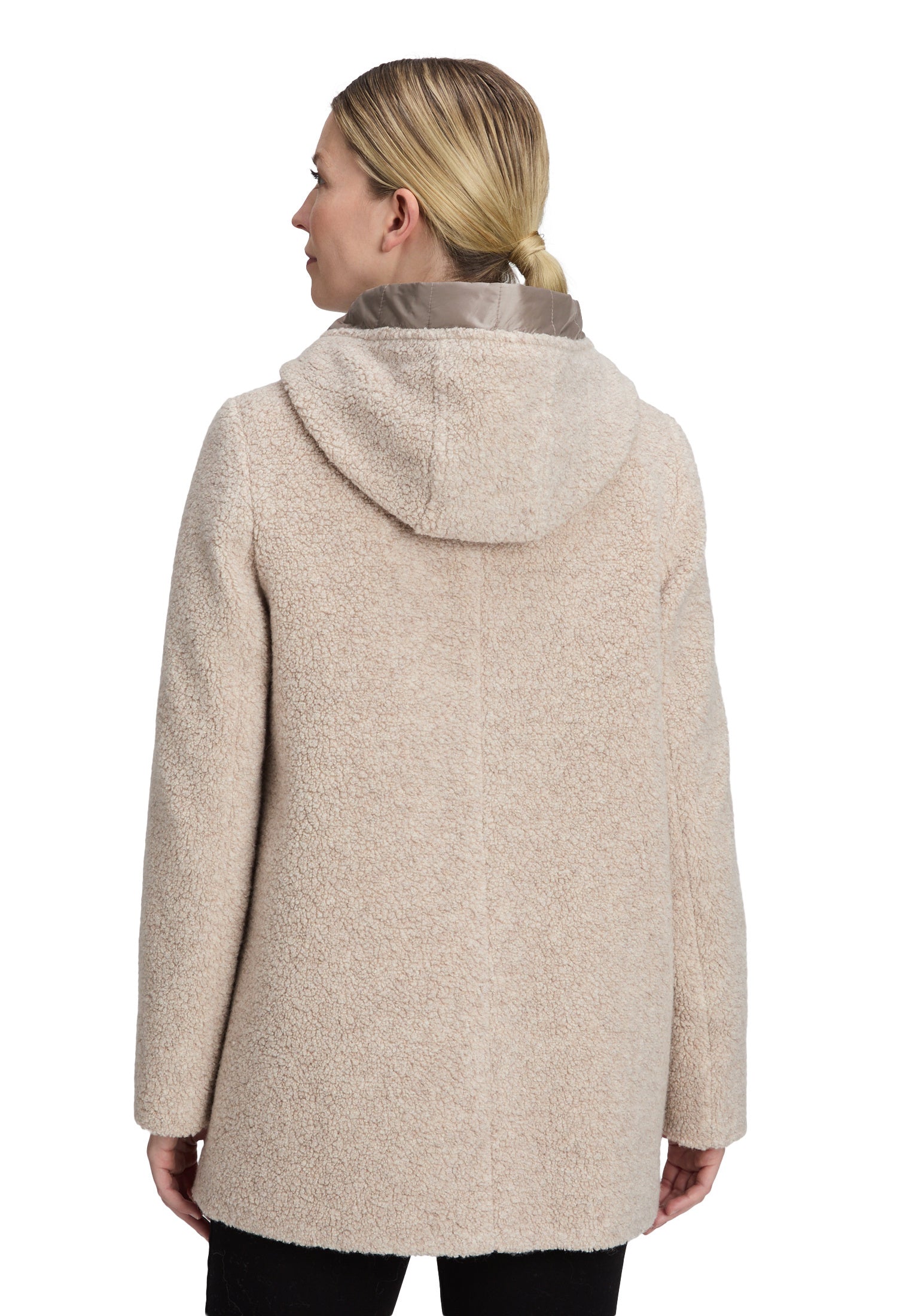 Wolljacke mit Kapuze - 7400-Light Sand - Beige
