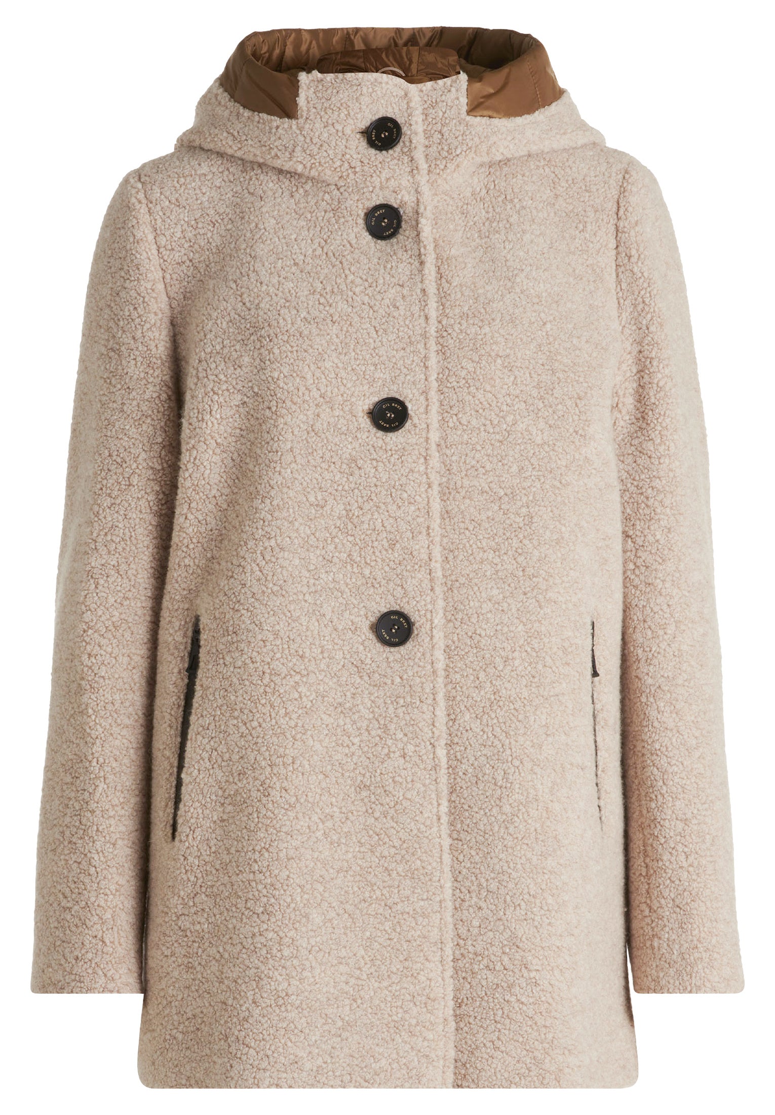 Wolljacke mit Kapuze - 7400-Light Sand - Beige